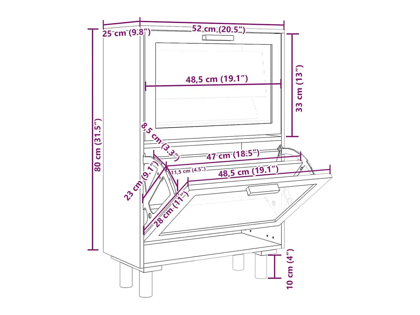 Zapatero marrón 52x25x80 cm Madera de ingeniería/Ratán