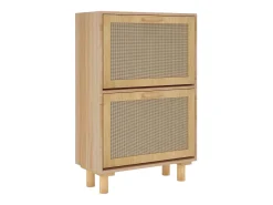 Zapatero marrón 52x25x80 cm Madera de ingeniería/Ratán