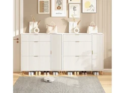 Zapatero moderno blanco con almacenamiento ajustable y diseño antideslizante: estilo lujoso y ligero.
