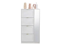 Zapatero moderno con 4 cajones abatibles - 80 x 24 x 147 cm - Tablero de partículas - Blanco