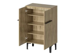 Zapatero moderno para la entrada - 60 x 34,5 x 95 cm - con 2 puertas + estantes regulables - aglomerado - natural