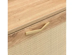 Zapatero Natural - Zapatero con 4 Puertas de Ratán y 2 Divisiones Abiertas - para recibidores y corredores