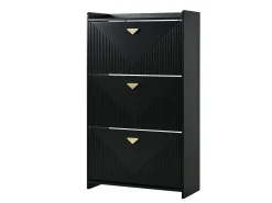 Zapatero negro con 3 puertas abatibles y 6 compartimentos