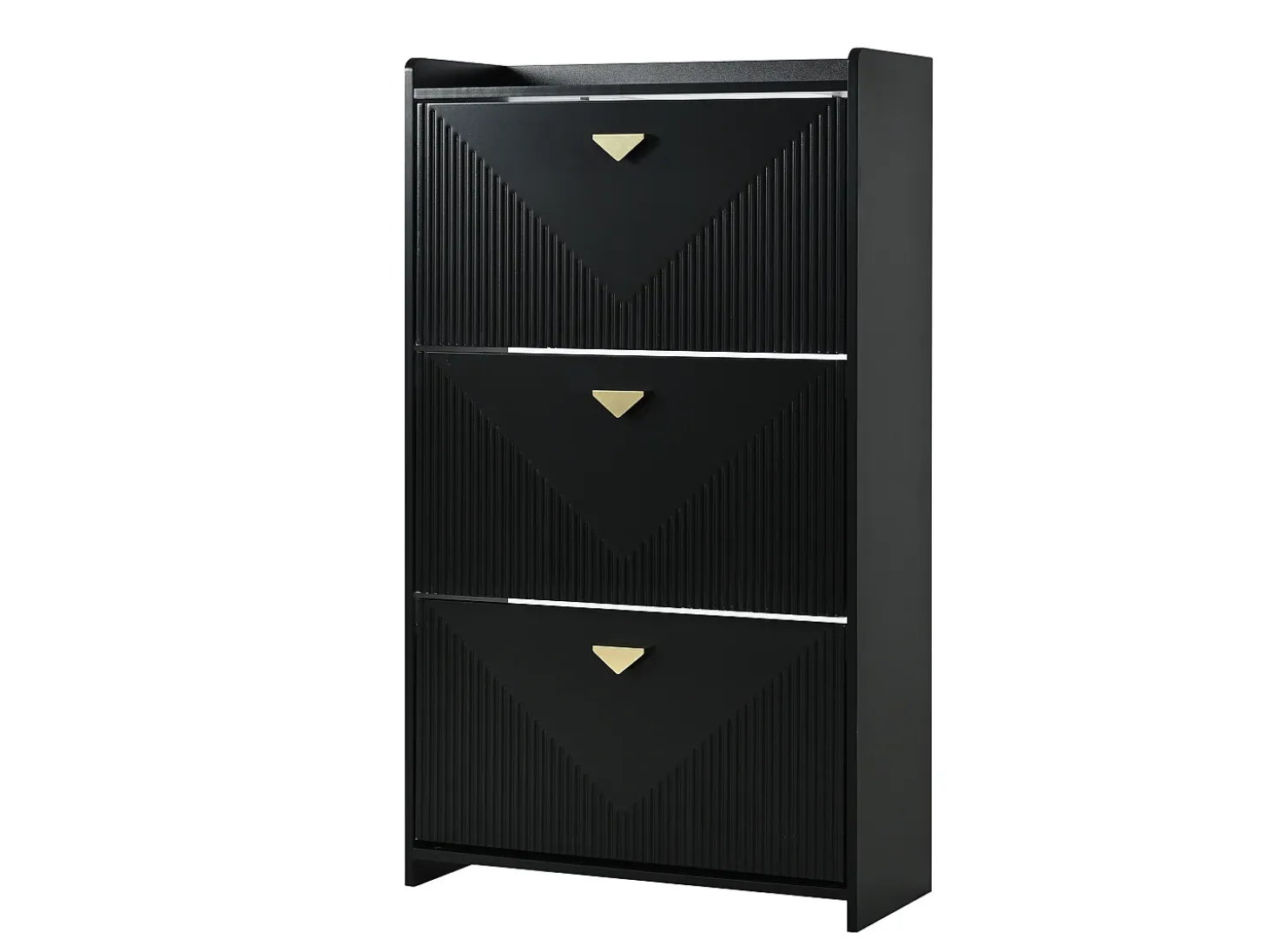 Zapatero negro con 3 puertas abatibles y 6 compartimentos
