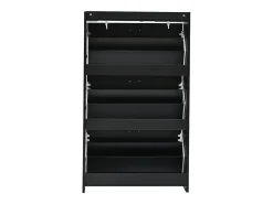 Zapatero negro con 3 puertas abatibles y 6 compartimentos