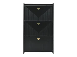 Zapatero negro con 3 puertas abatibles y 6 compartimentos