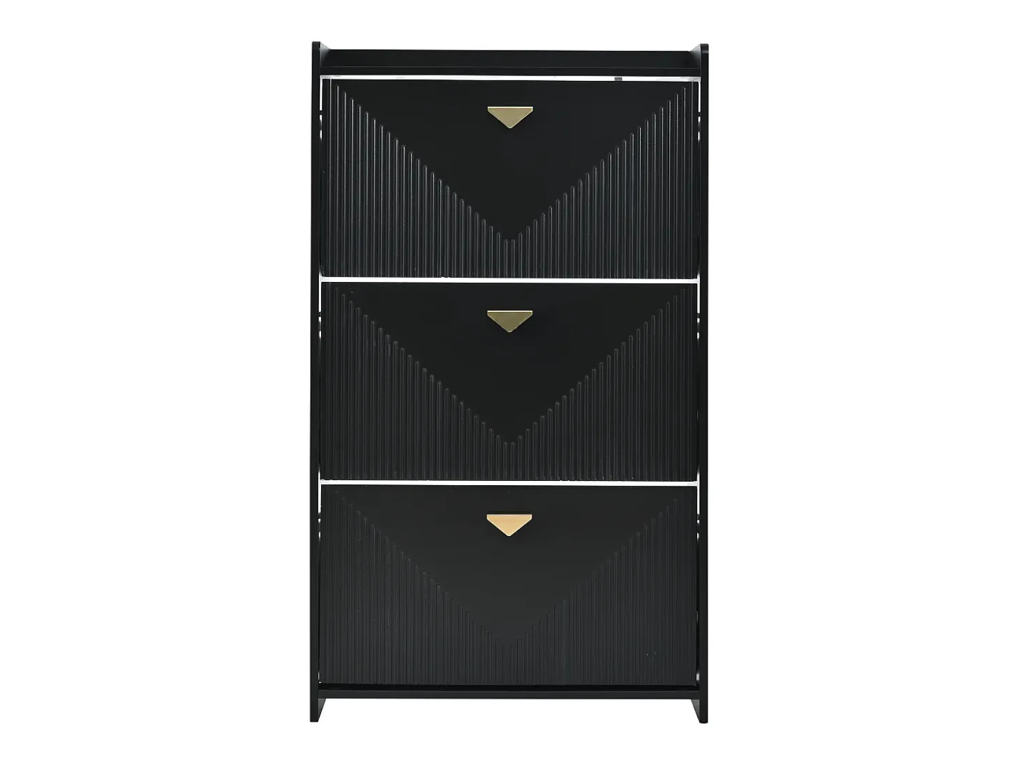 Zapatero negro con 3 puertas abatibles y 6 compartimentos