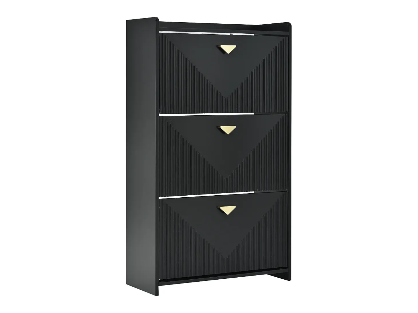 Zapatero negro con 3 puertas abatibles y 6 compartimentos