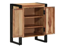 Zapatero negro 30x30x40 cm en madera maciza de acacia y acero