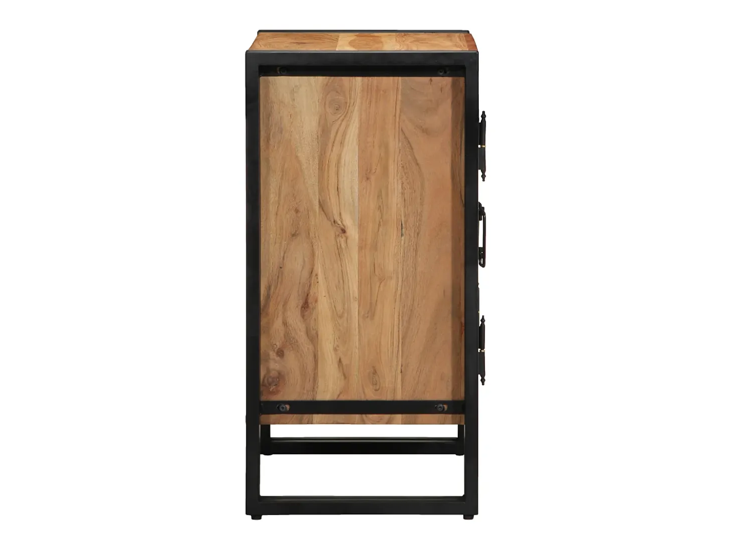 Zapatero negro 30x30x40 cm en madera maciza de acacia y acero
