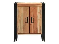 Zapatero negro 30x30x40 cm en madera maciza de acacia y acero