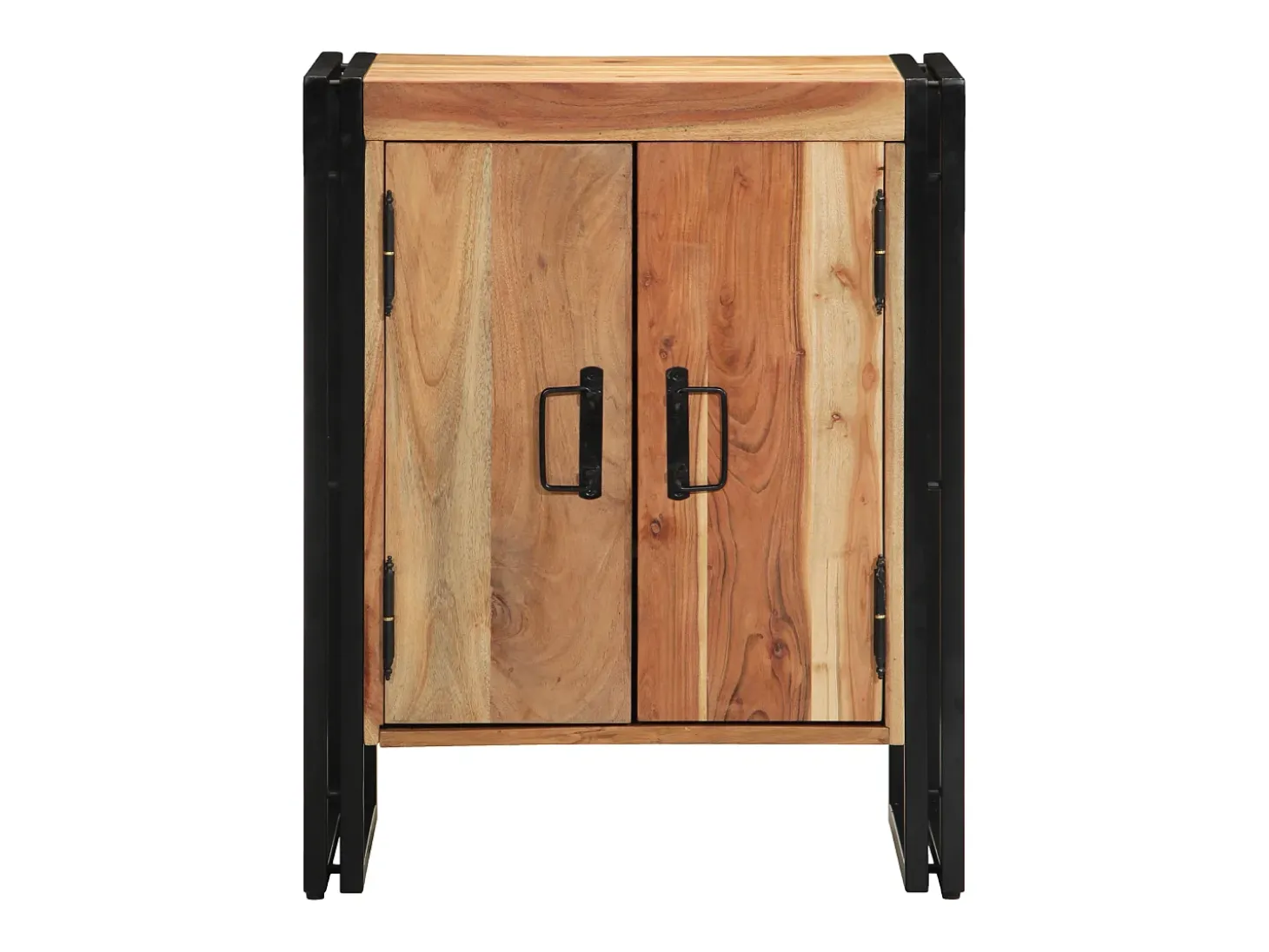 Zapatero negro 30x30x40 cm en madera maciza de acacia y acero