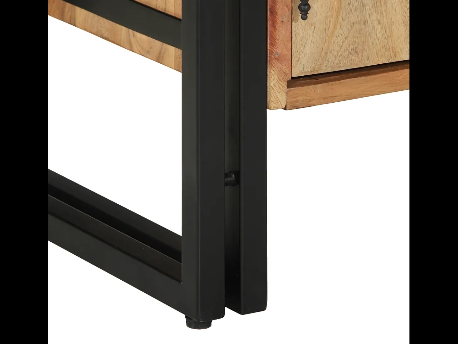 Zapatero negro 30x30x40 cm en madera maciza de acacia y acero