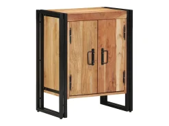 Zapatero negro 30x30x40 cm en madera maciza de acacia y acero