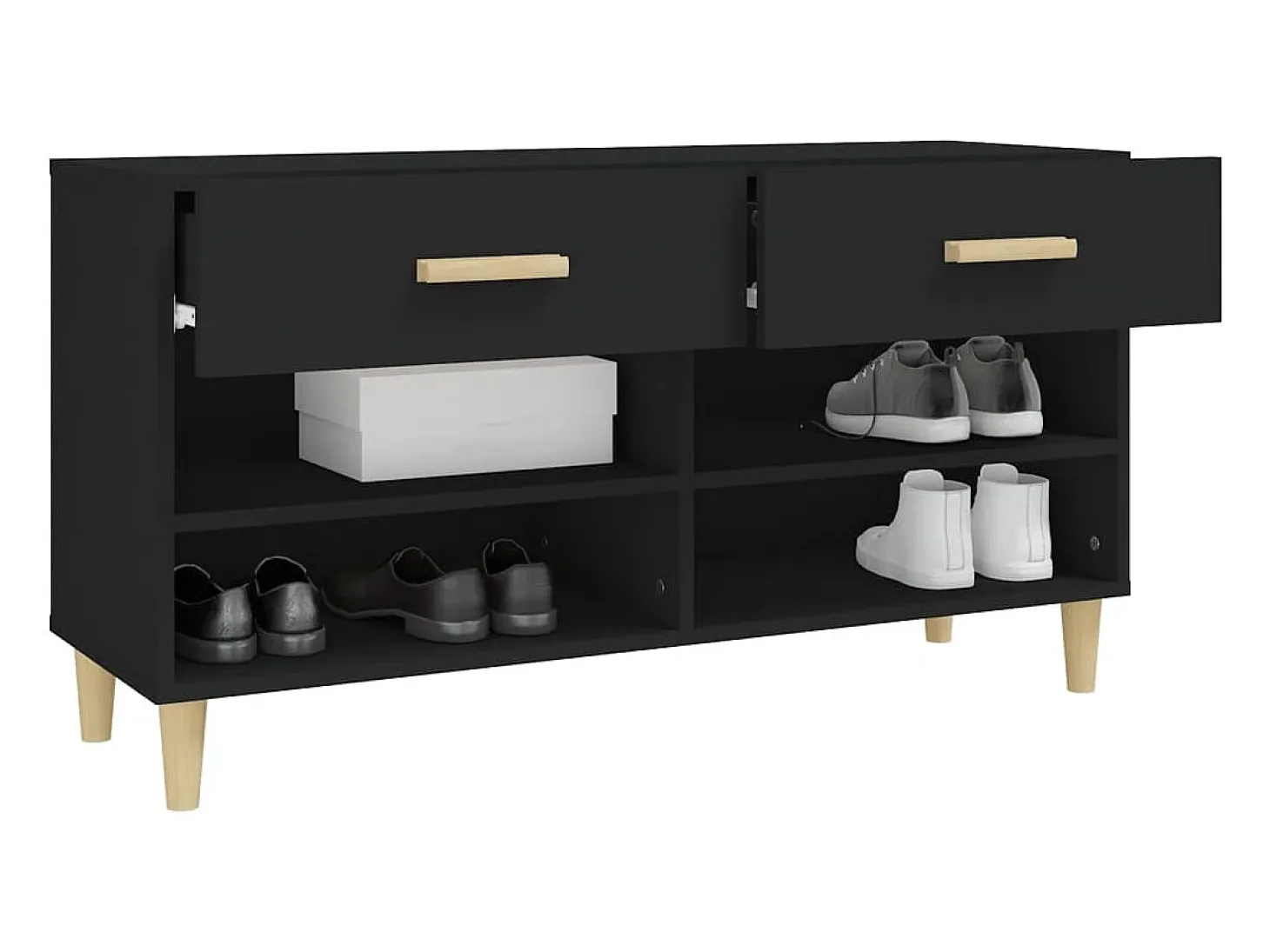 Zapatero negro 102x35x55 cm Madera contrachapada