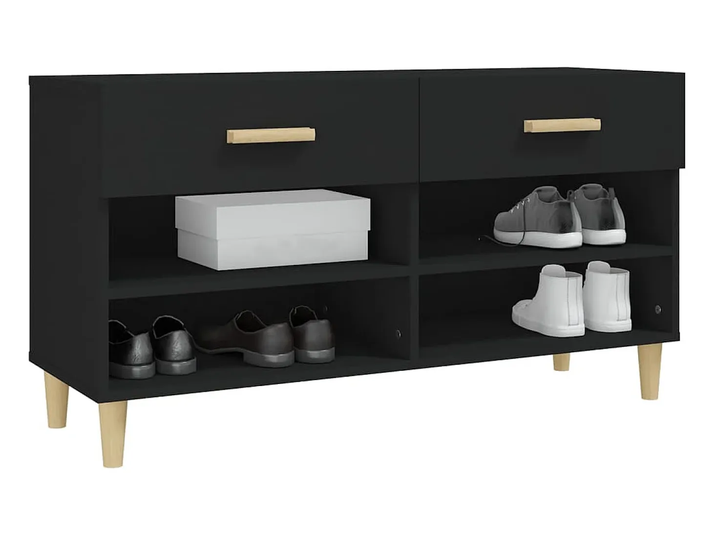 Zapatero negro 102x35x55 cm Madera contrachapada