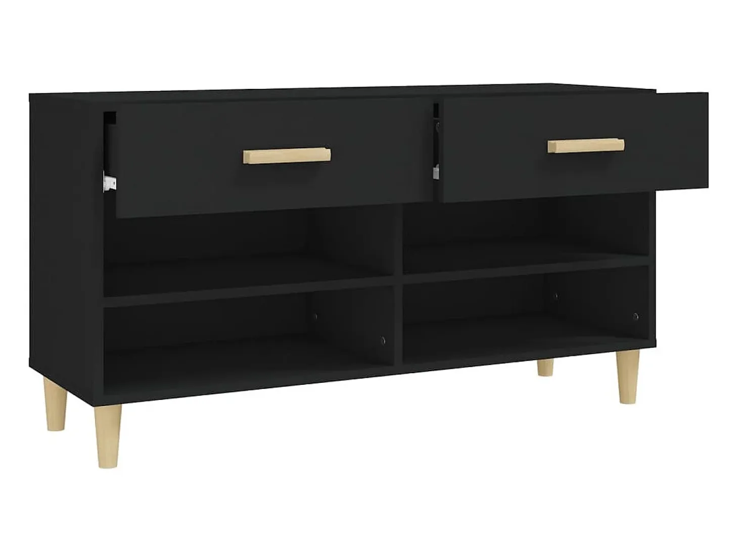 Zapatero negro 102x35x55 cm Madera contrachapada