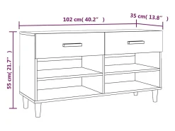 Zapatero negro 102x35x55 cm Madera contrachapada