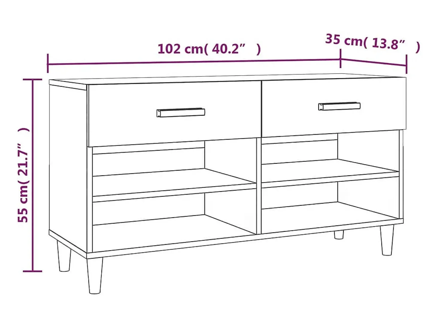 Zapatero negro 102x35x55 cm Madera contrachapada