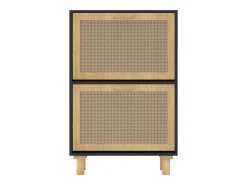 Zapatero negro 52x25x80 cm Madera de ingeniería/Ratán