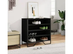 Zapatero negro 80x38x78 cm madera contrachapada