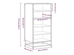 Zapatero negro 48x38x97,5 cm madera de ingeniería