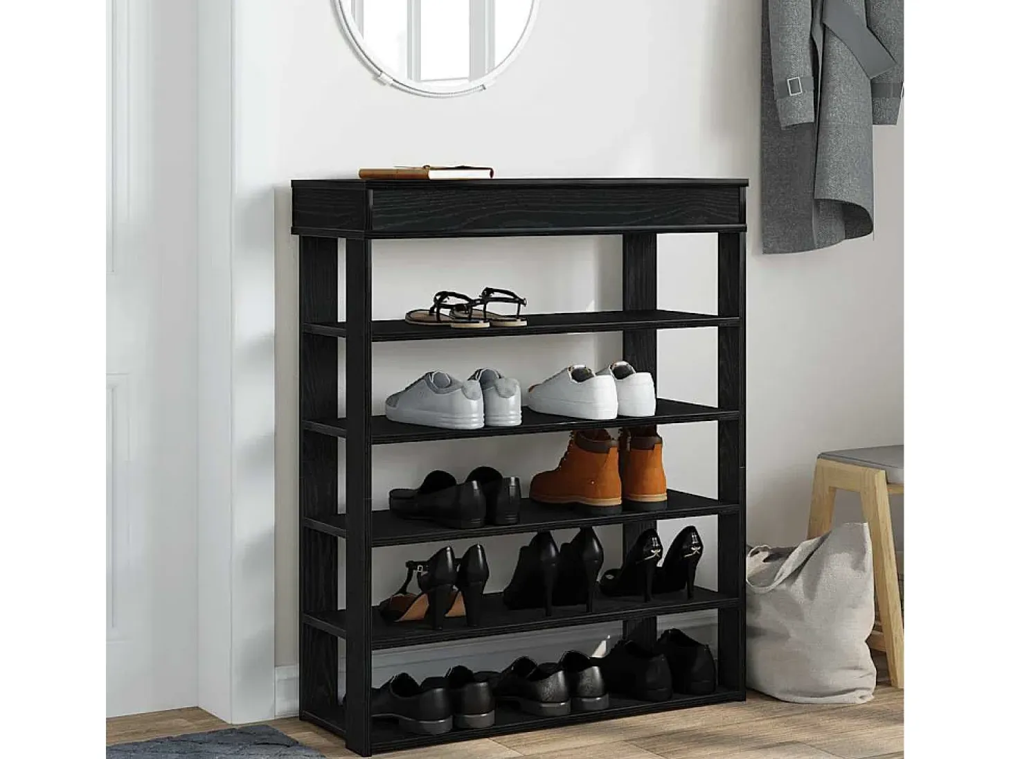 Zapatero negro 80x30x98 cm madera de ingeniería