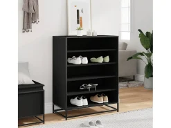 Zapatero negro 75x38x97,5 cm madera contrachapada metal