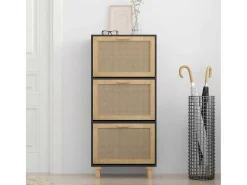 Zapatero negro 52x25x115 cm Madera de ingeniería/ratán