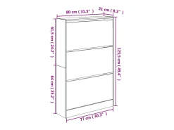 Zapatero negro 80x21x125,5 cm madera contrachapada