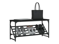 Zapatero negro 90x30x45 cm madera de ingeniería
