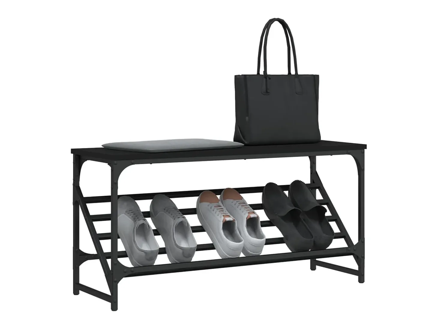 Zapatero negro 90x30x45 cm madera de ingeniería