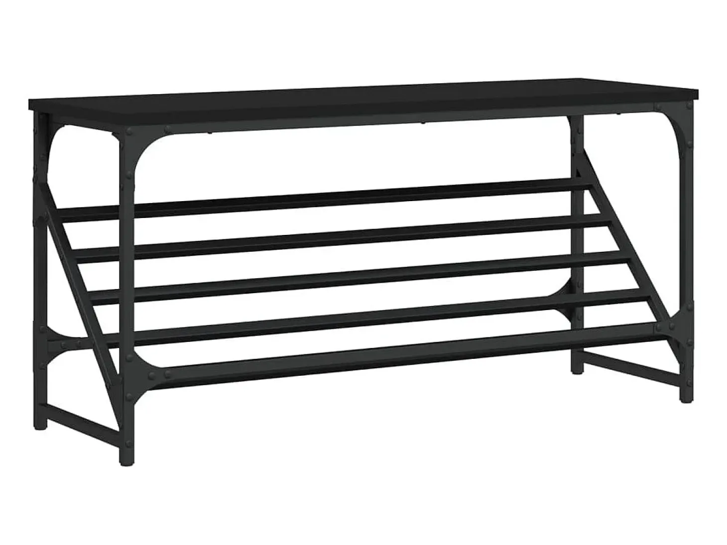 Zapatero negro 90x30x45 cm madera de ingeniería