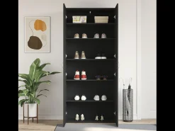 Zapatero negro 80x35,5x180 cm Madera contrachapada