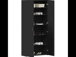 Zapatero negro 80x35,5x180 cm Madera contrachapada