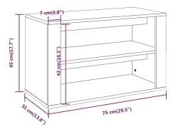 Zapatero negro 75x35x45 cm Madera de ingeniería