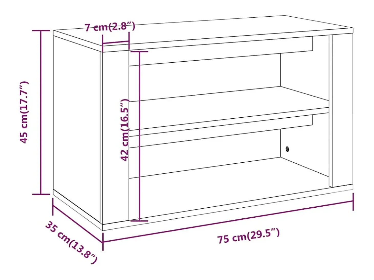 Zapatero negro 75x35x45 cm Madera de ingeniería