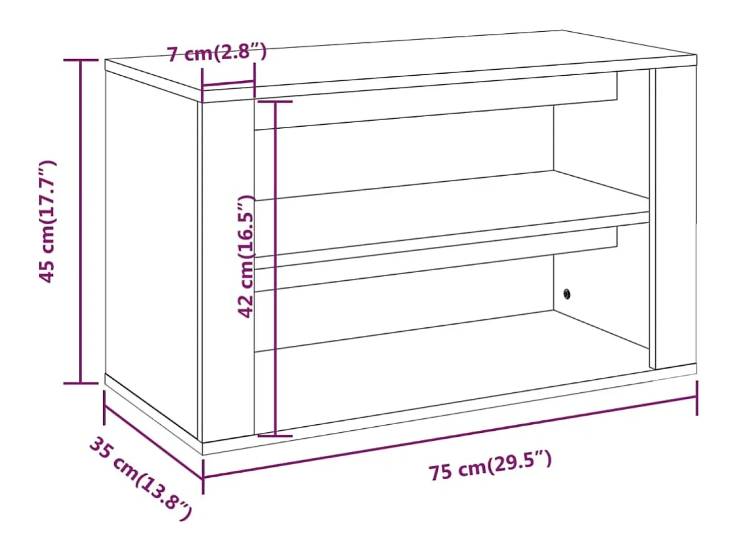 Zapatero negro 75x35x45 cm Madera de ingeniería