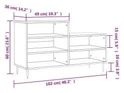Zapatero negro 102x36x60 cm Madera contrachapada