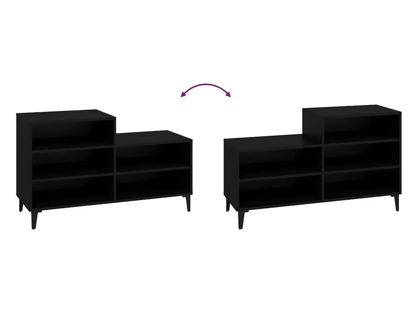 Zapatero negro 102x36x60 cm Madera contrachapada