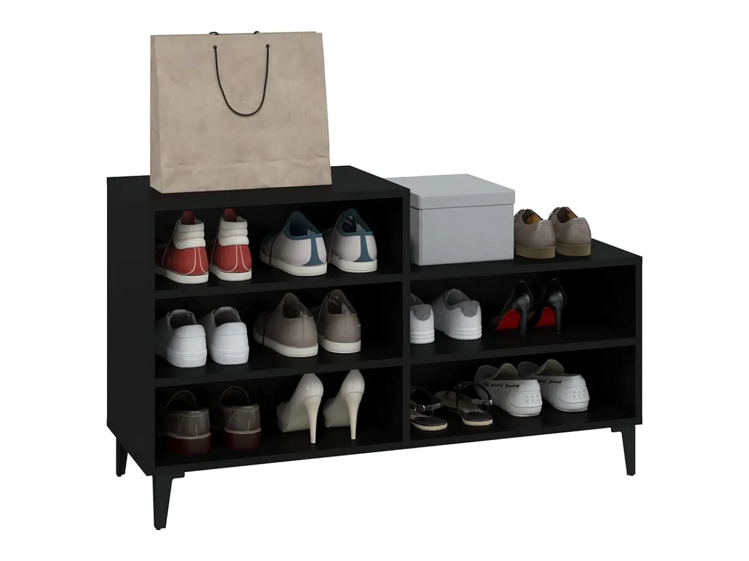 Zapatero negro 102x36x60 cm Madera contrachapada