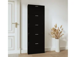 Zapatero negro 59x17x169 cm Madera contrachapada