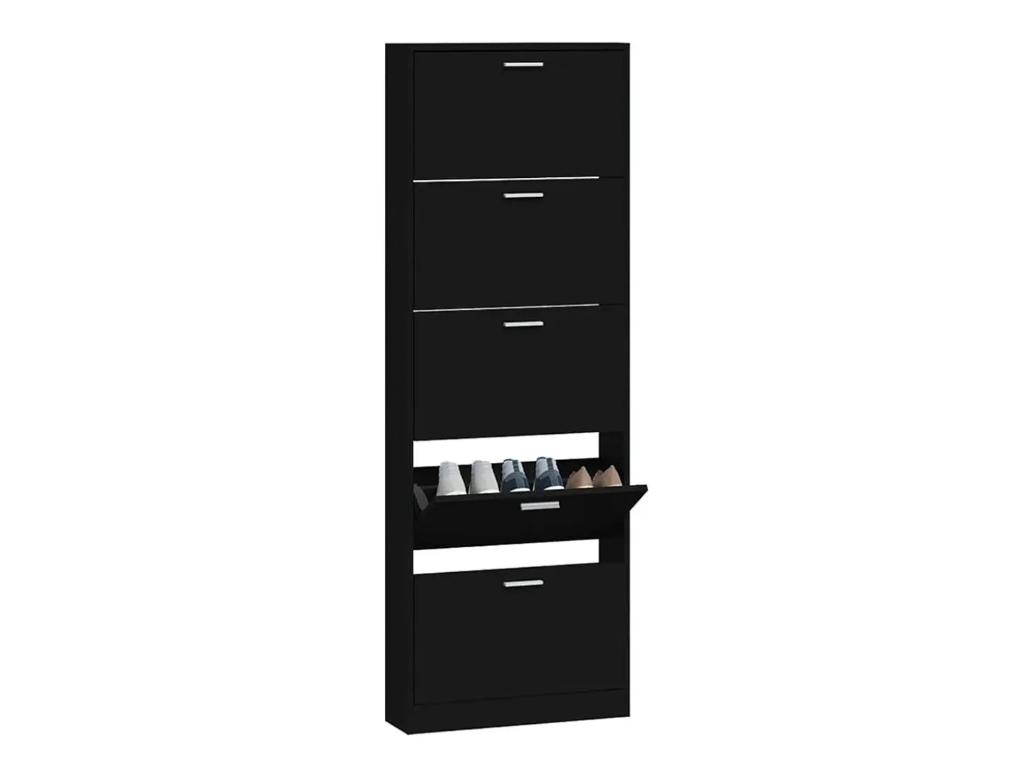 Zapatero negro 59x17x169 cm Madera contrachapada
