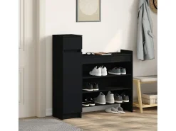 Zapatero negro 100,5x28x100 cm madera contrachapada