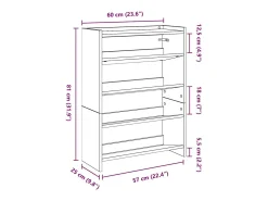 Zapatero negro 60x25x81 cm madera contrachapada