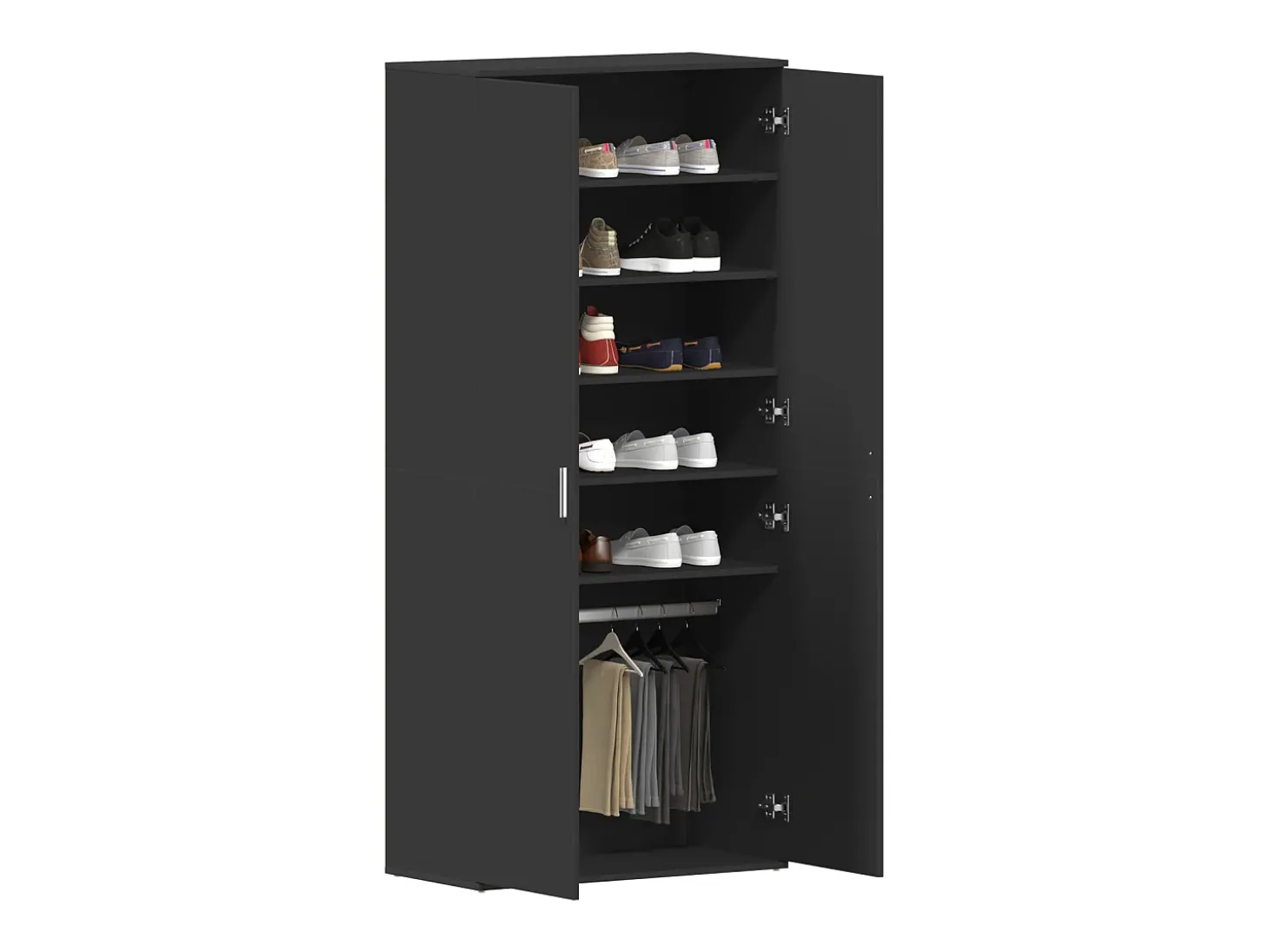 Zapatero negro 80x39x180 cm Madera contrachapada