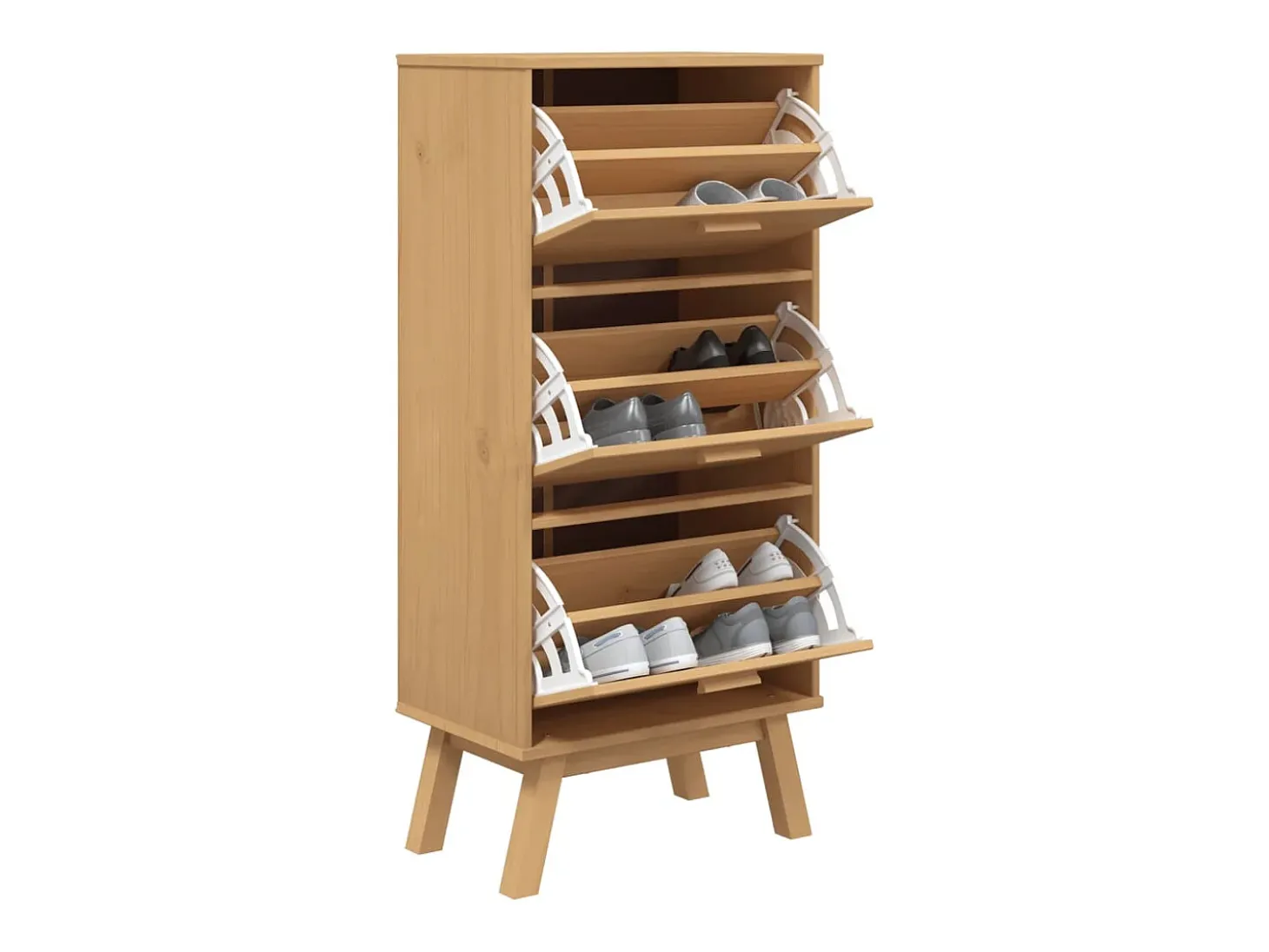Zapatero OLDEN madera maciza de pino marrón 55x35x120 cm ES601800