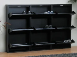 Zapatero Pisa de 9 puertas en metal negro. Se entrega completamente montado.
