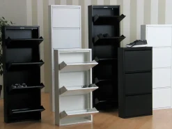 Zapatero Pisa de 9 puertas en metal negro. Se entrega completamente montado.