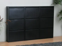 Zapatero Pisa de 9 puertas en metal negro. Se entrega completamente montado.